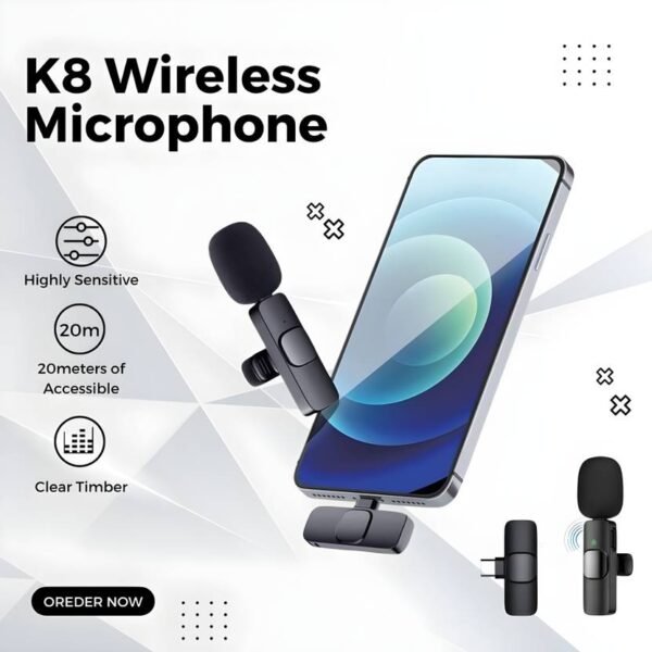 K8 Wireless single Microphone for Recording Podcast Vlog Microphone Microphone - Image 4