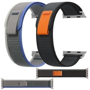 CASEGRAVITY Apple Watch Strap (Pack of 2) – Premium Nylon Loop Band for iWatch 42mm/44mm/45mm/46mm/49mm